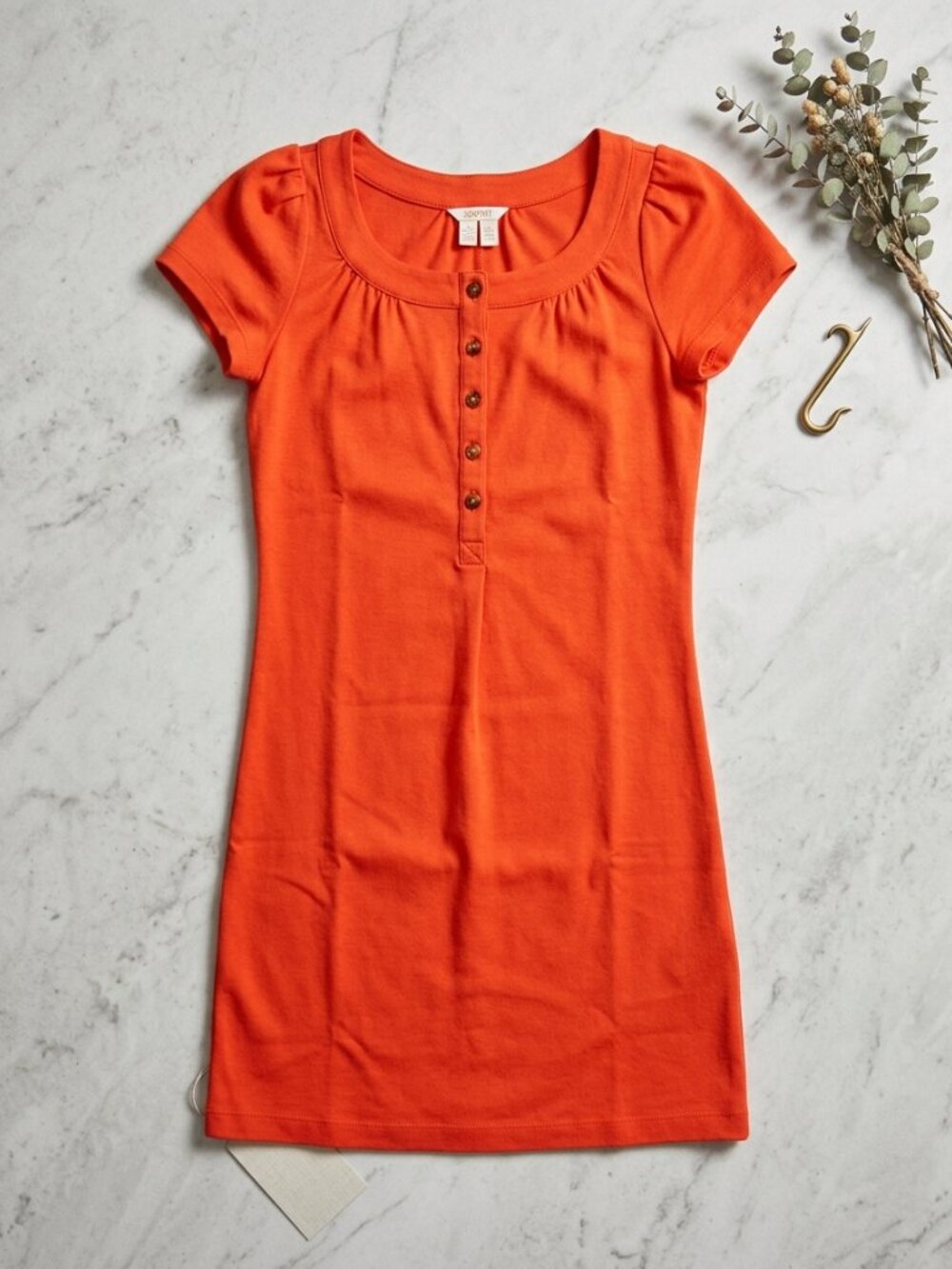Esprit Vintage 90s Bright Red Button Detail Midi Dress - Size 2, Short Sleeve